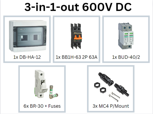 3-In-1-Out Combiner Box (600V DC)