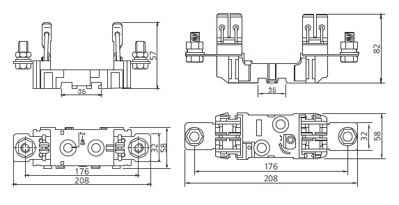 NH1 1P DC Fuse Base (EDFHN Range, 1000V DC)