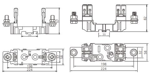 NH2 1P DC Fuse Base (EDFHN Range, 1000V DC)