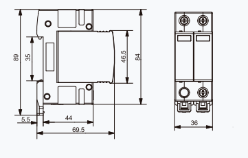 2P Surge Protection Device (BUD-40/2, 600V DC)