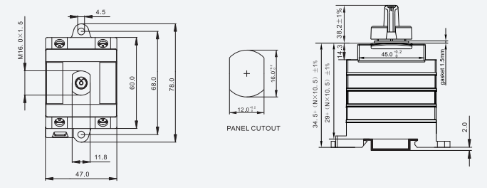 DC isolator skakelaar (Din rail monteer roterende)